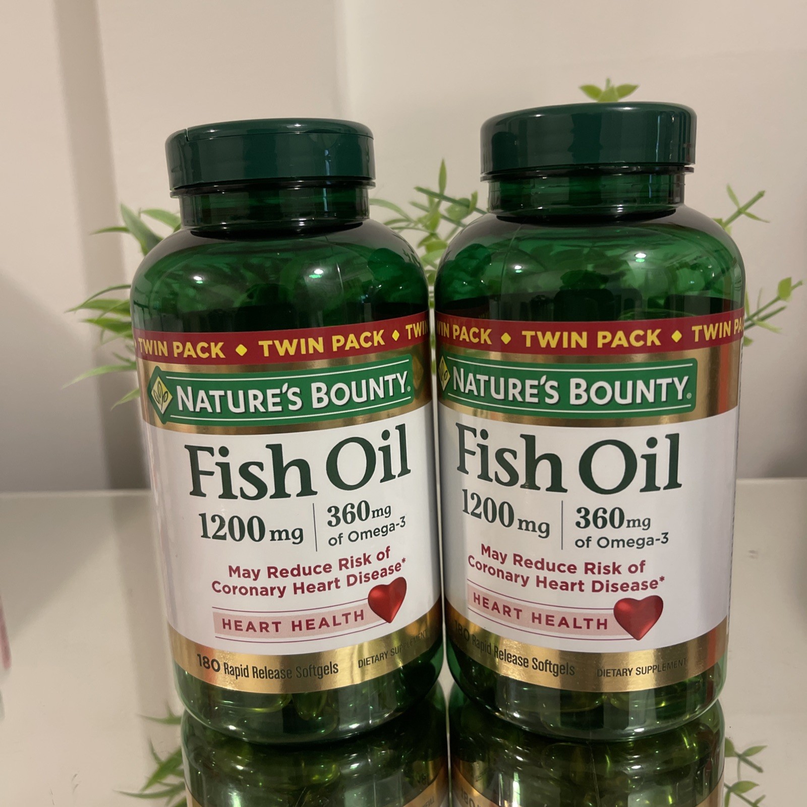 Nature’s Bounty Fish Oil Omega-3 1200mg Softgel – 180 Count (2 Pack)