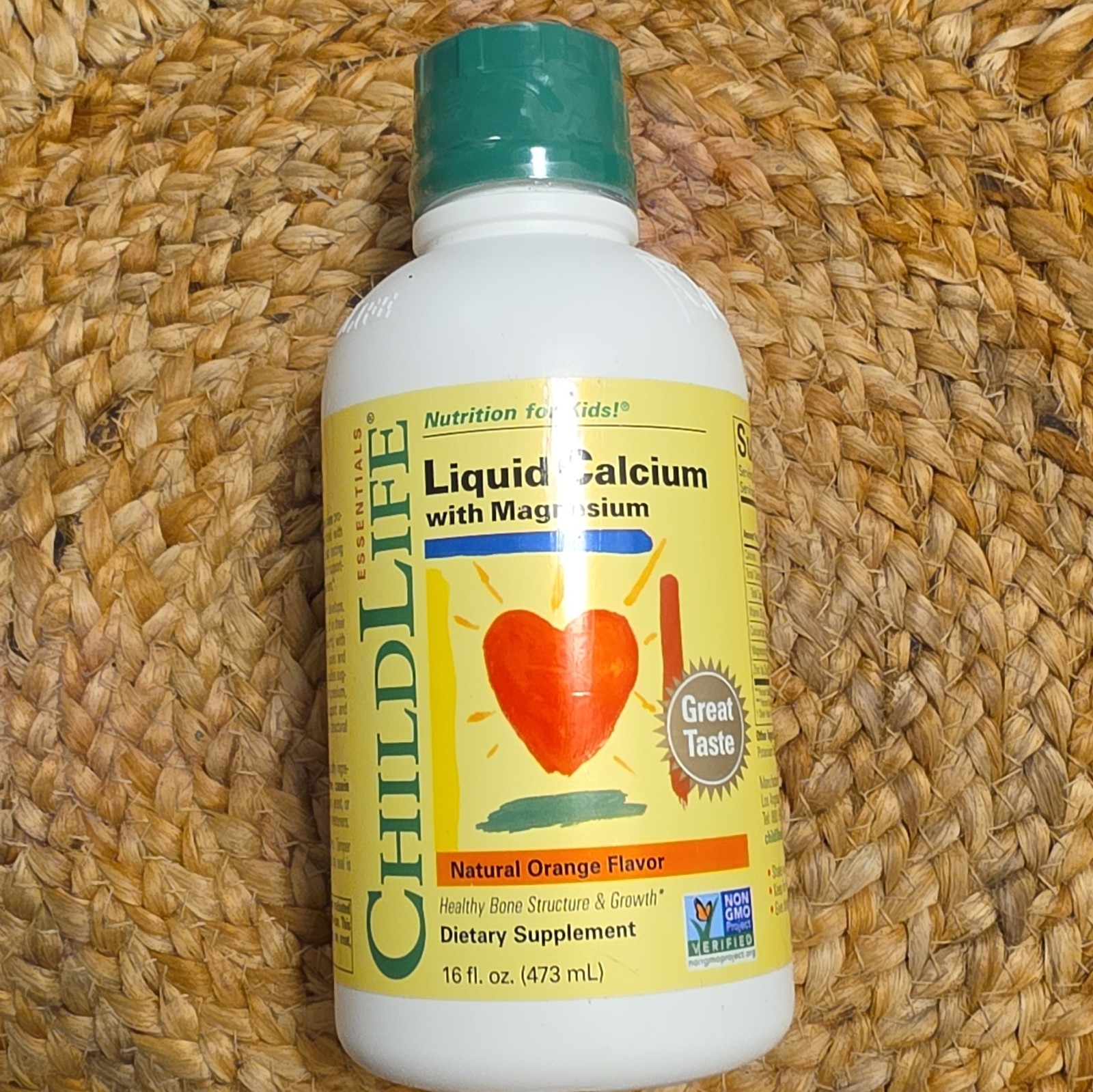 ChildLife Liquid Calcium Magnesium + D3 Zinc Non-GMO Natural Orange 16 fl oz