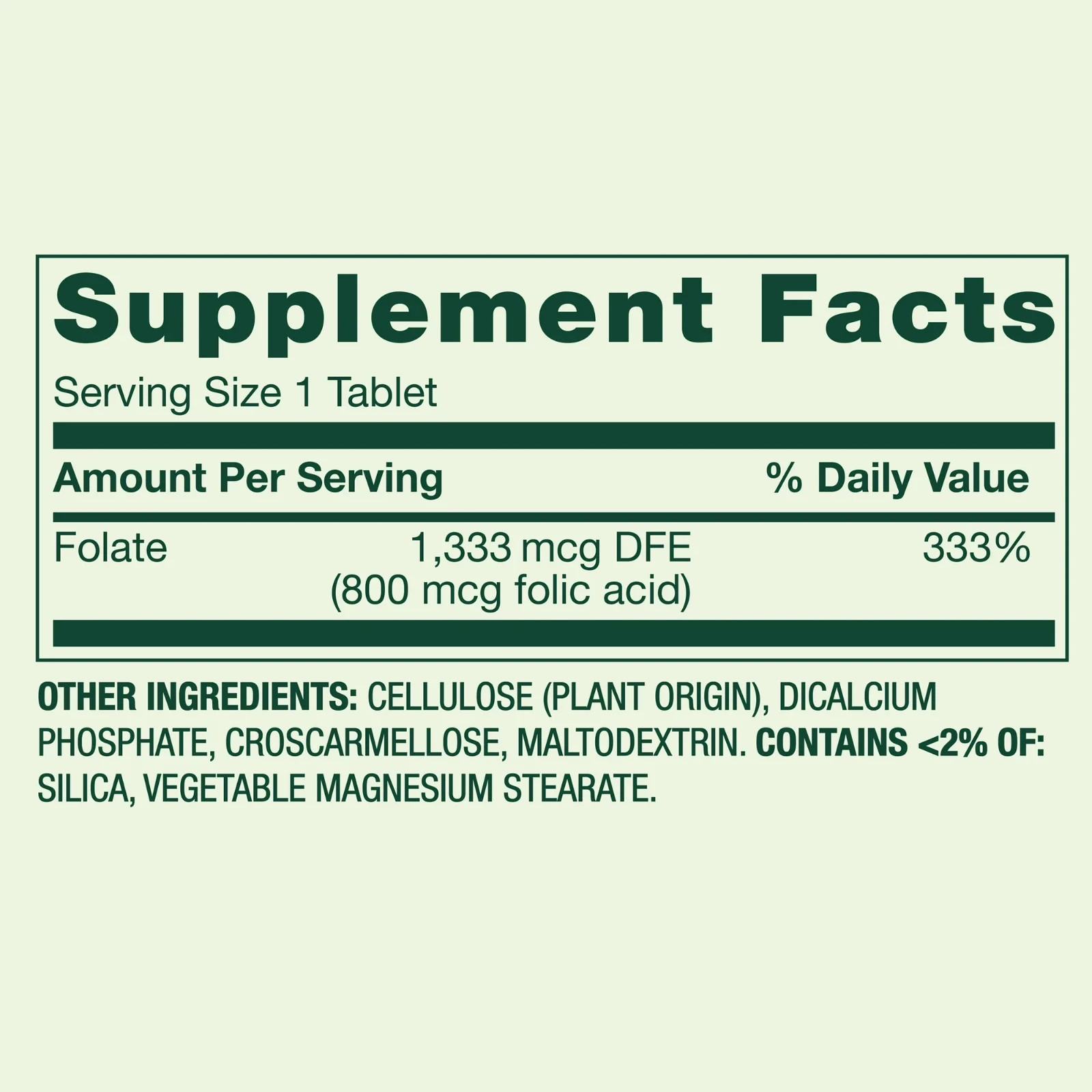 Spring Valley Folate Dietary Supplement, 1,333 mcg DFE, 400 Count
