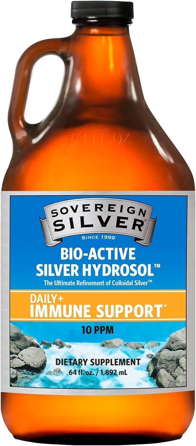 Sovereign Silver – 64oz (1892 ml) Silver Hydrosol Cap – 10 PPM – Expires in 2027