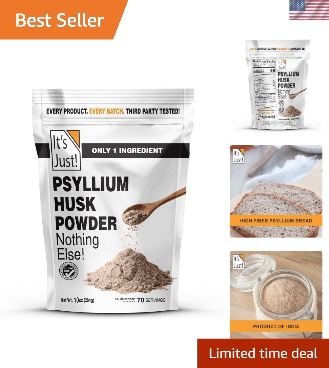 Psyllium Husk Powder for Clean Digestive System – Non-GMO and 70 Servings, 10oz