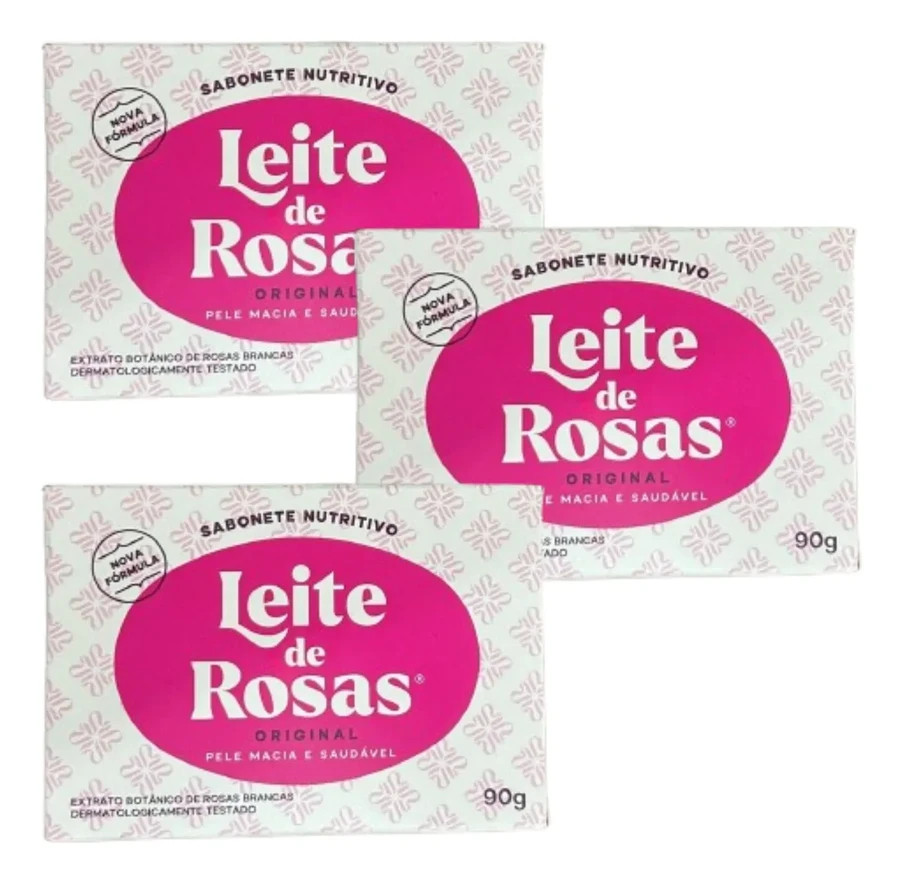 Leite de Rosas – Tradicional – Kit de Sabonetes em Barra (3 x 90Gr) – (3x 3.2Oz)