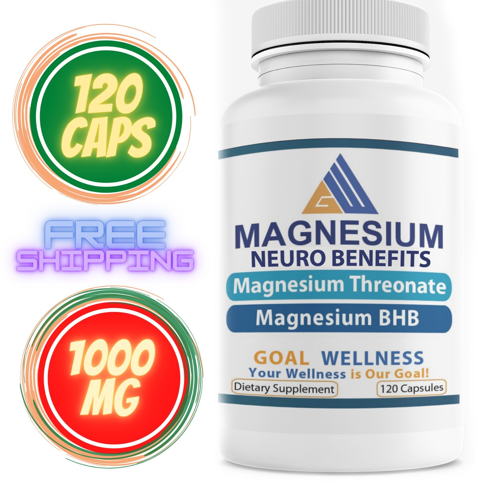 Magnesium Threonate 1000Mg & Magnesium BHB 2000Mg Per Serving! – 120 Capsules