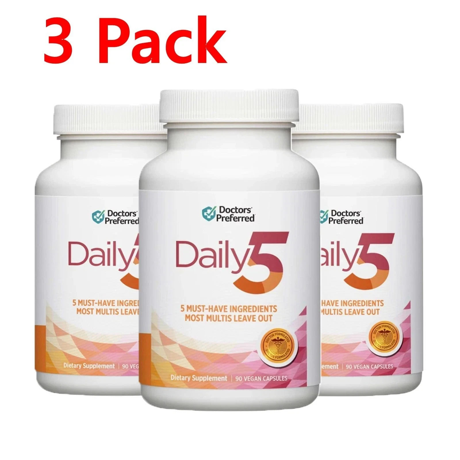 3PACK Doctors’ Preferred Daily5 90 Vegan Capsule Supplement Pills Dietary