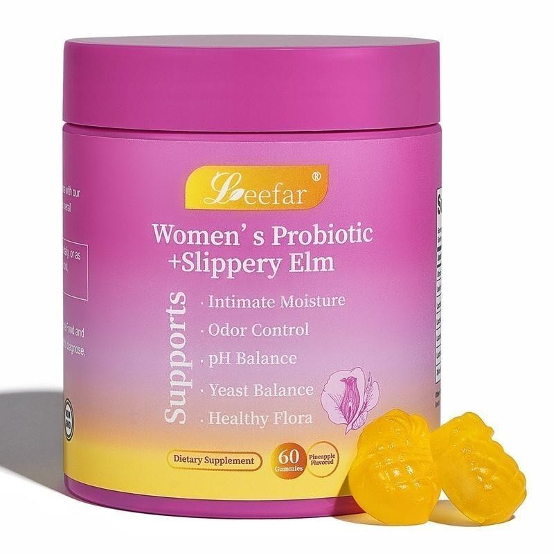 NEW Leefar Women’s Probiotic Slippery Elm Pineapple 60 gummies