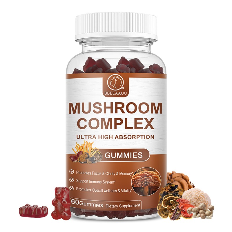Mushroom Extract Complex Gummies Lions Mane Chaga Reishi Focus Memory Immunity