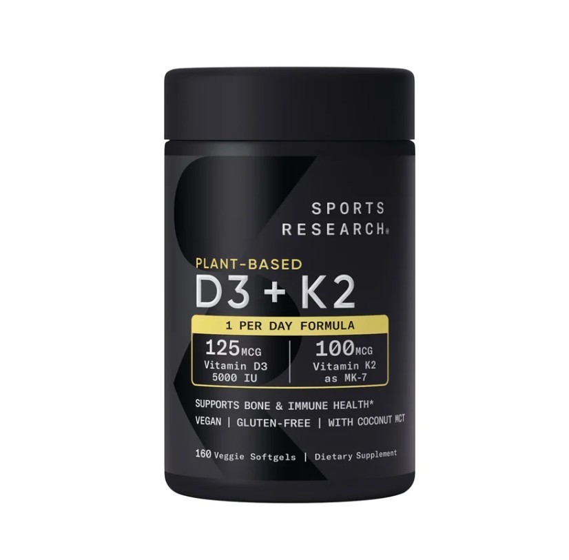 Sports Research D3 + K2, 160 Veggie Softgels,Supports Bone and Immune Health