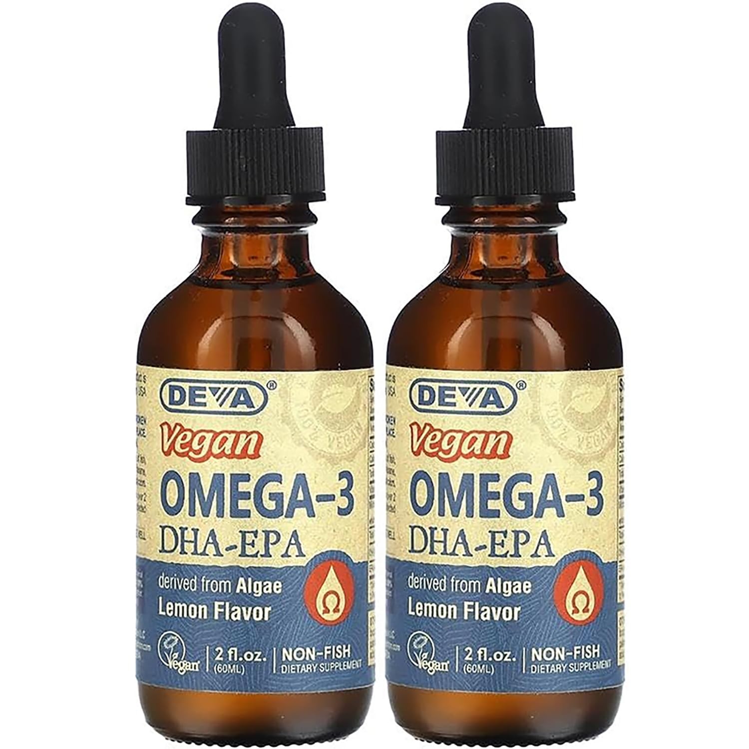 Deva Vegan Liquid Dha-Epa Lemon Flavor 2 Fl. Oz Liquid Pack Of 2