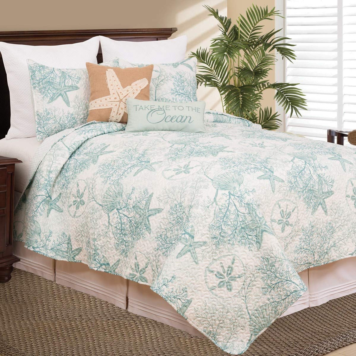 C&F Home Ocean Treasures Coastal Theme Blue Starfish Sand Dollar Coral Beach …