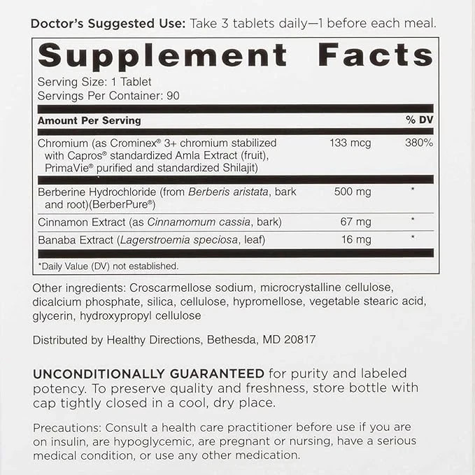 Doctors Preferred GlucoGold 90 Tabs with Berberine, Cinnamon & Chromium Support
