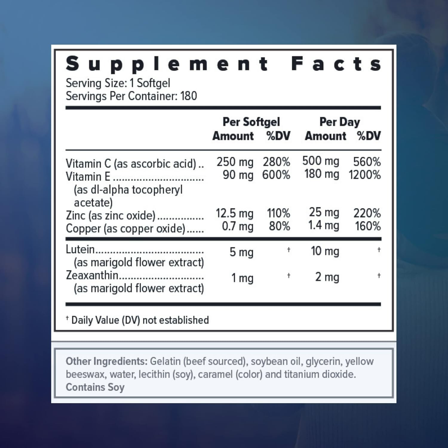 Focus Select AREDS2 Based Eye Vitamin-Mineral Supplement – 180 Capsules