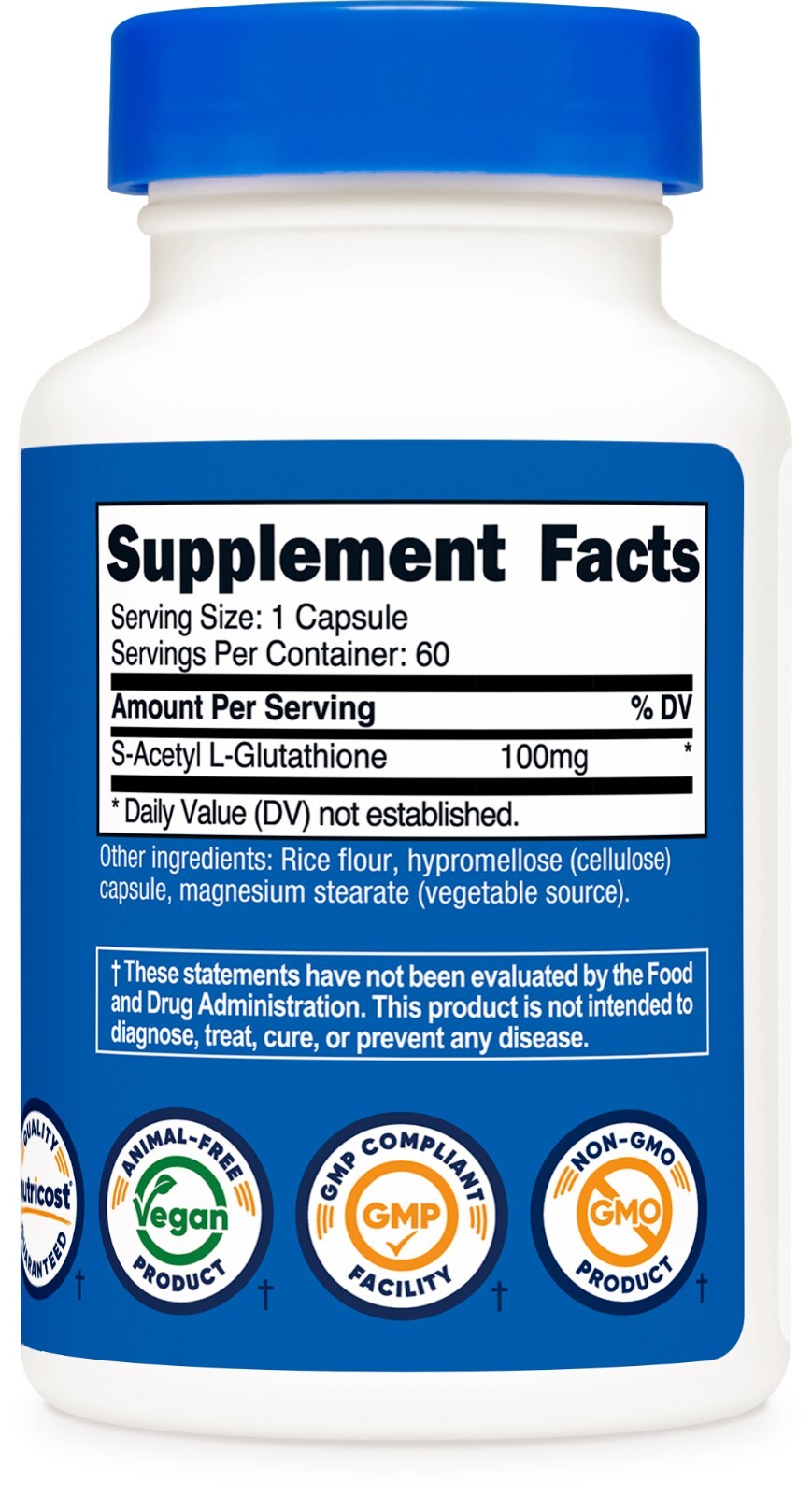 Nutricost S-Acetyl-L-Glutathione 100MG, 60 Capsules, – GMO-Free, Vegan
