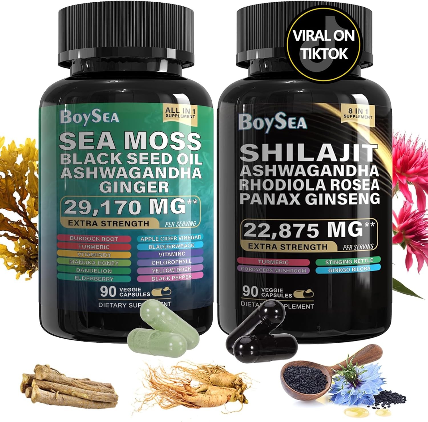 Boysea.Shilajit and Sea Moss Bundle- 90 Count – 90 (Pack of 2)