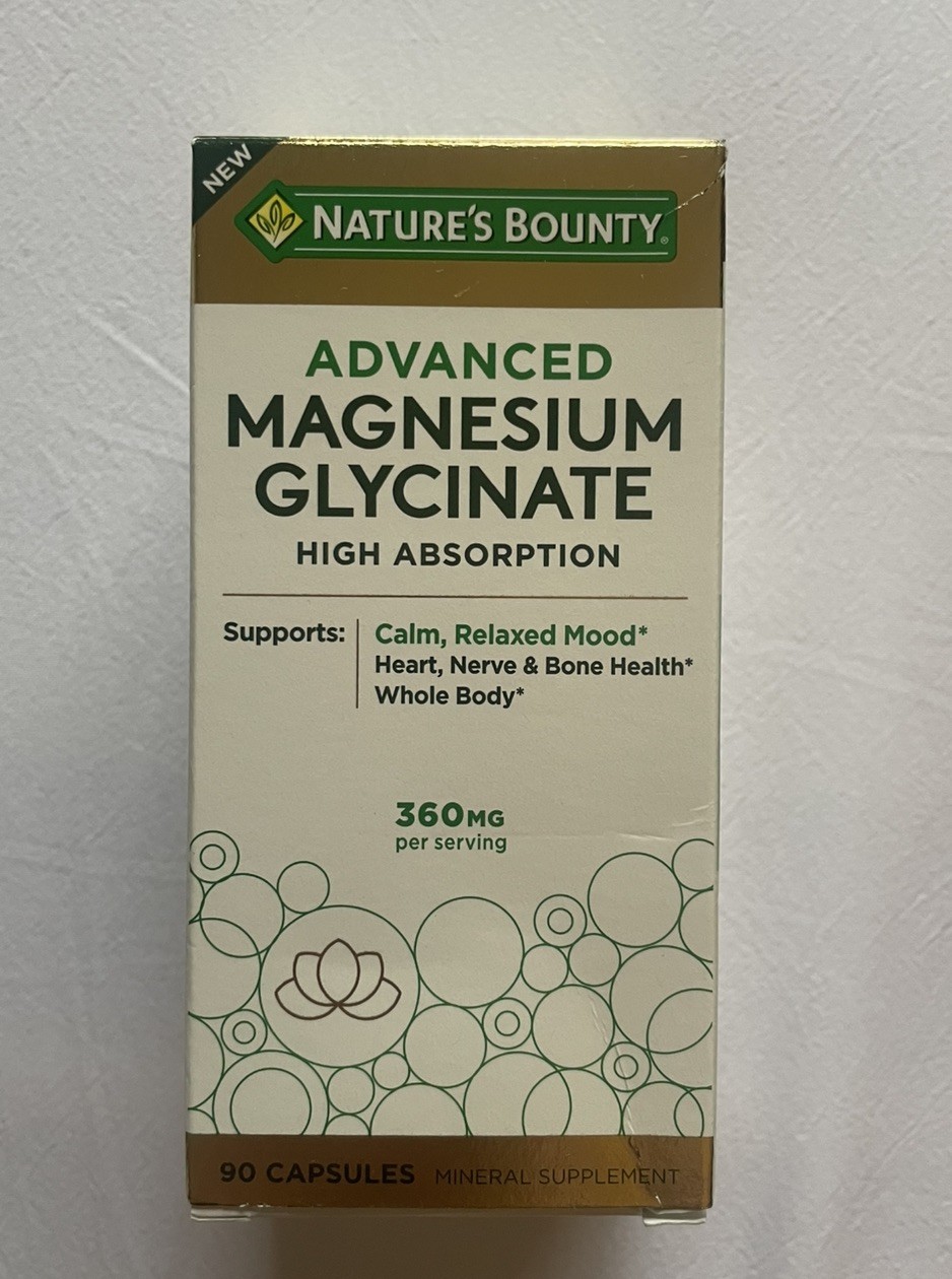 Natures Bounty Advanced MAGNESIUM GLYCINATE High Absorption, 90 caps 08/27