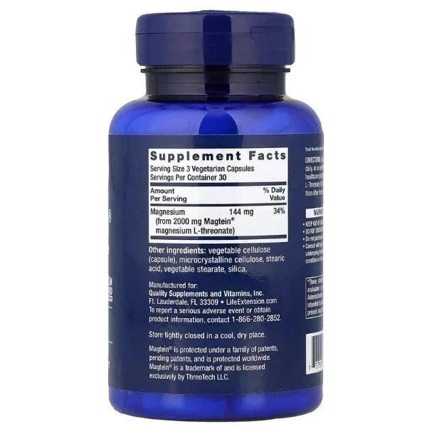 Neuro-Mag Magnesium L-Threonate from 2000 mg Magtein – Life Extension 90caps