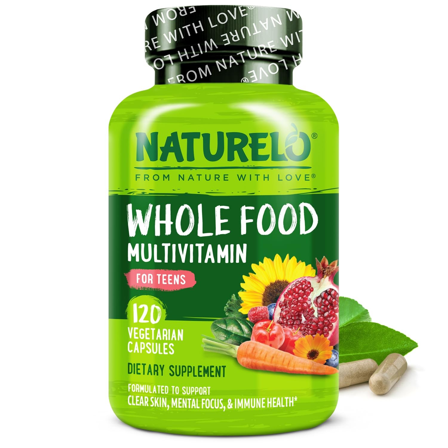 NATURELO Teen Multivitamin – Whole Food Multivitamin – with Minerals for Tee…