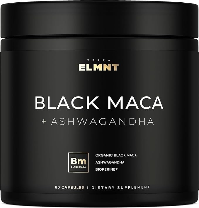 TERRA ELMNT Organic Black Maca & Ashwagandha Supplement Capsules New Sealed