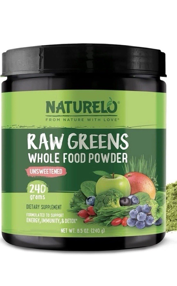 Naturelo Raw Greens Superfood Powder – 8.5oz/240g – Unsweetened – Exp 10/2026