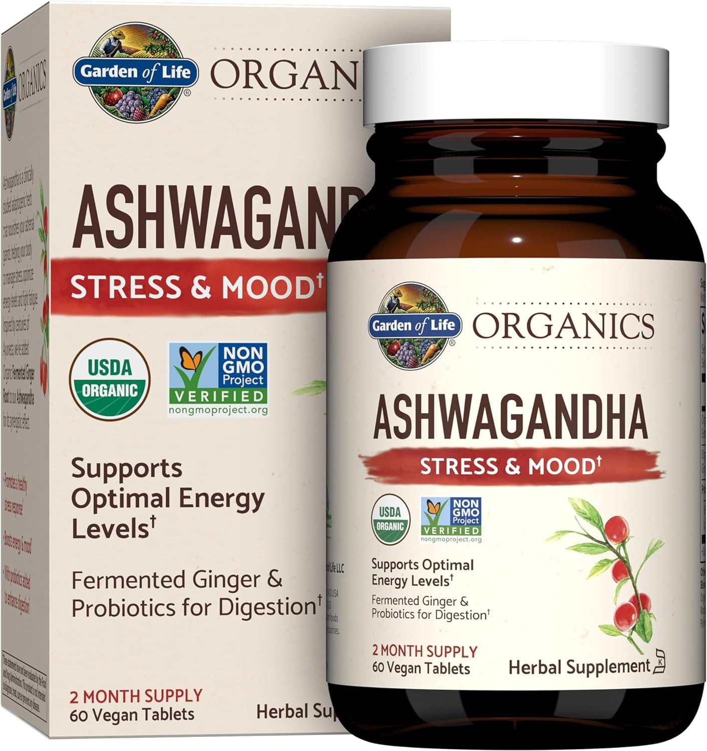Garden of Life Organic Ashwagandha Stress & Mood – 60 Tablets *EXP 03/2026*