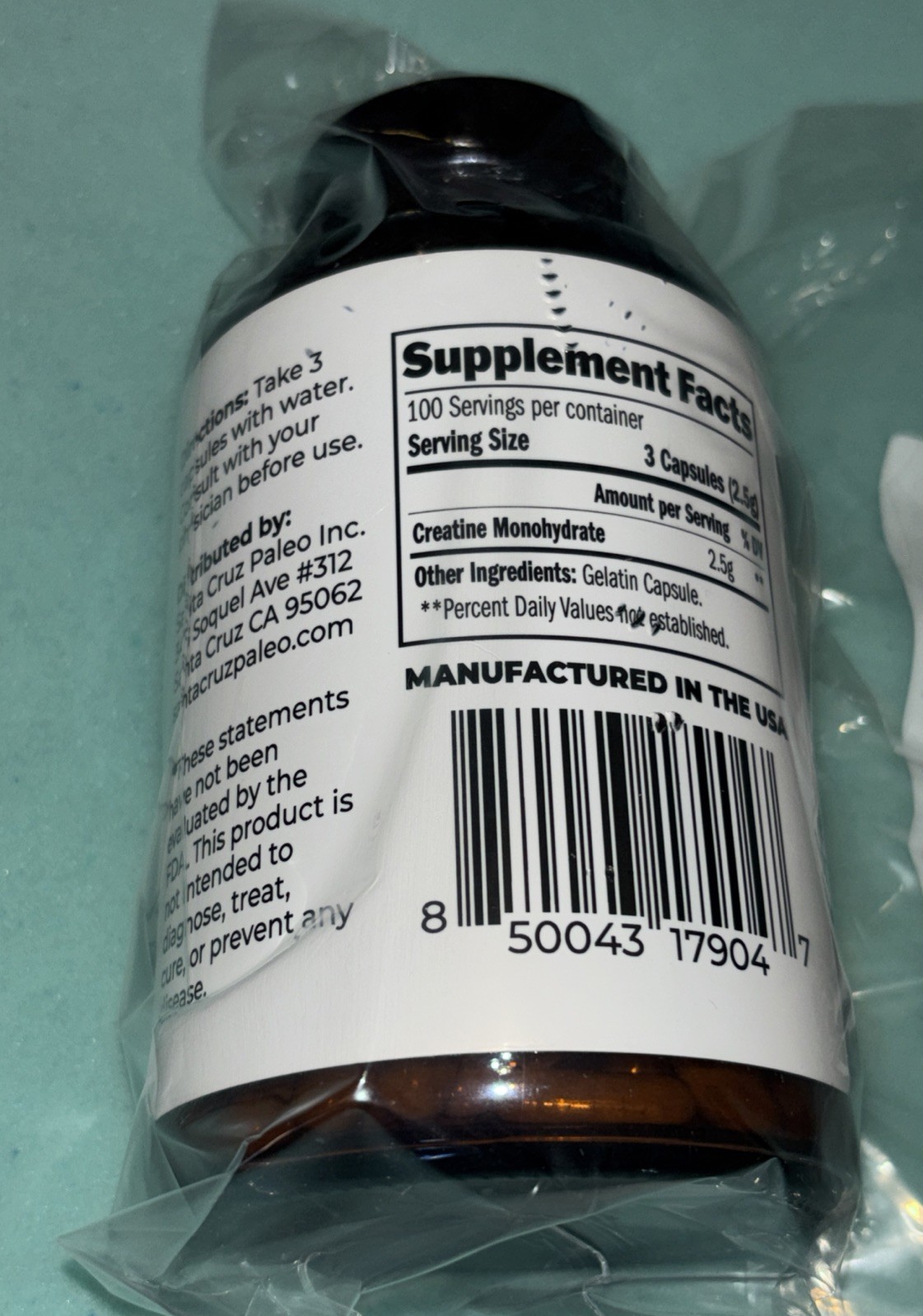 Santa Cruz Paleo Creatine Capsules, Supports Muscle Growth Paleo, keto 300 Cap