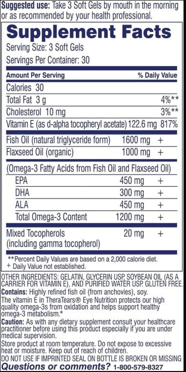TheraTears Omega 3 Supplement, 1200mg, 90 ct (Pack of 1)