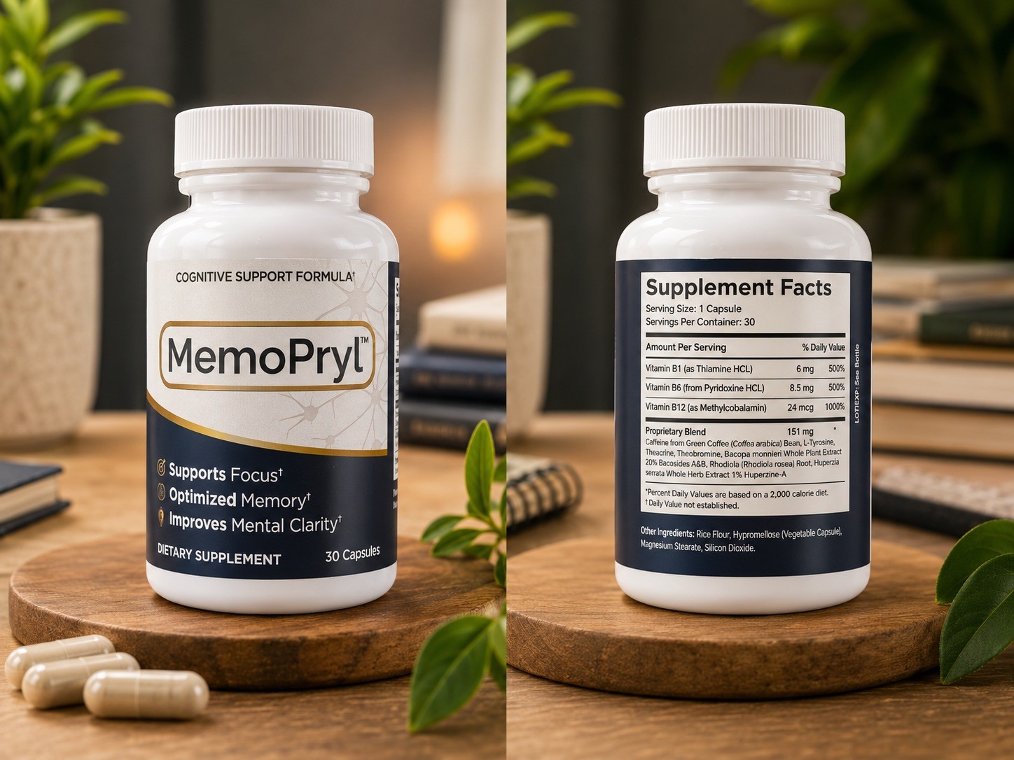 6X MemoPryl Nootropic All Natural Brain Supplement 30 Capsules