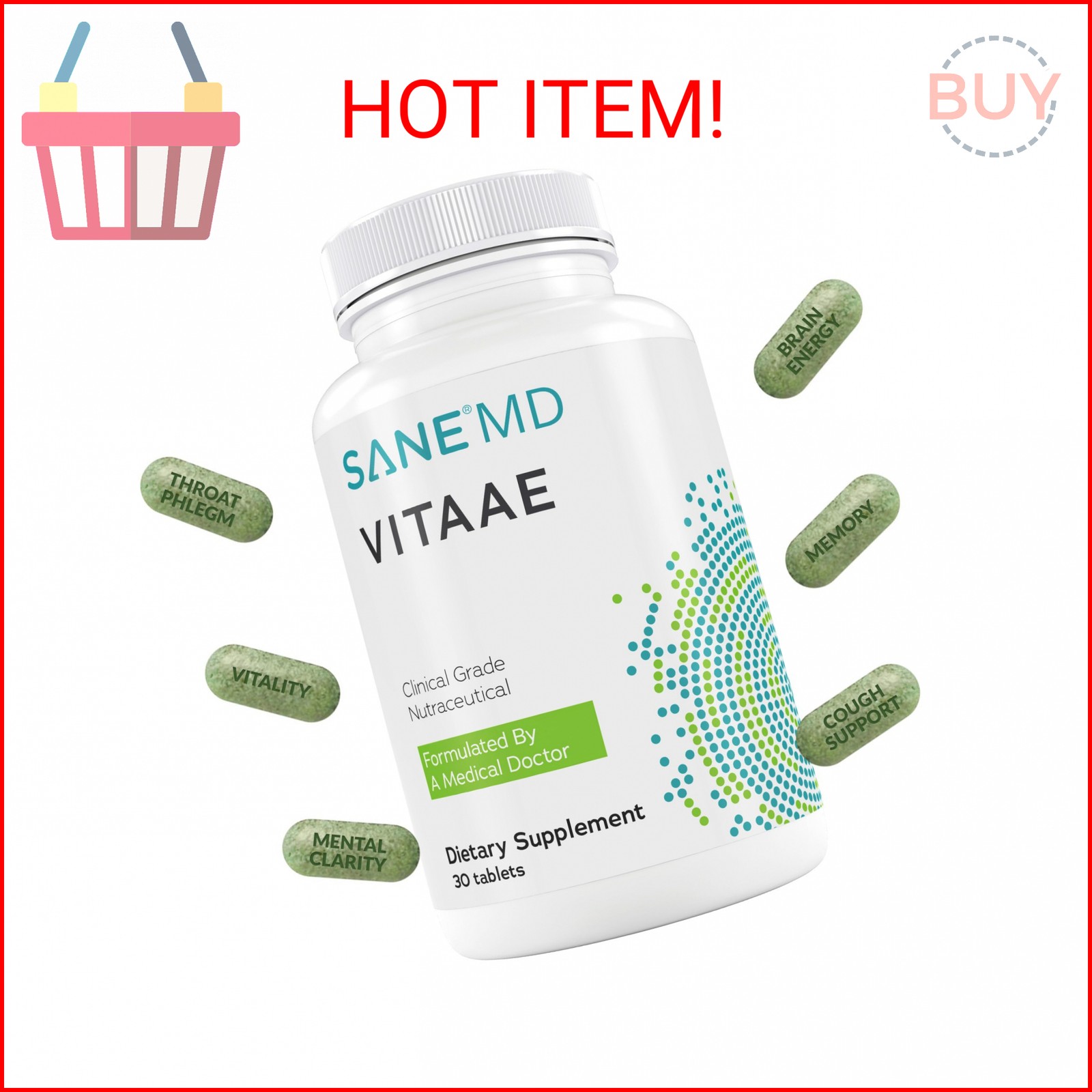 SANE MD Vitaae – Throat Phlegm, Coughing, and Brain Support – Citicoline Supplem