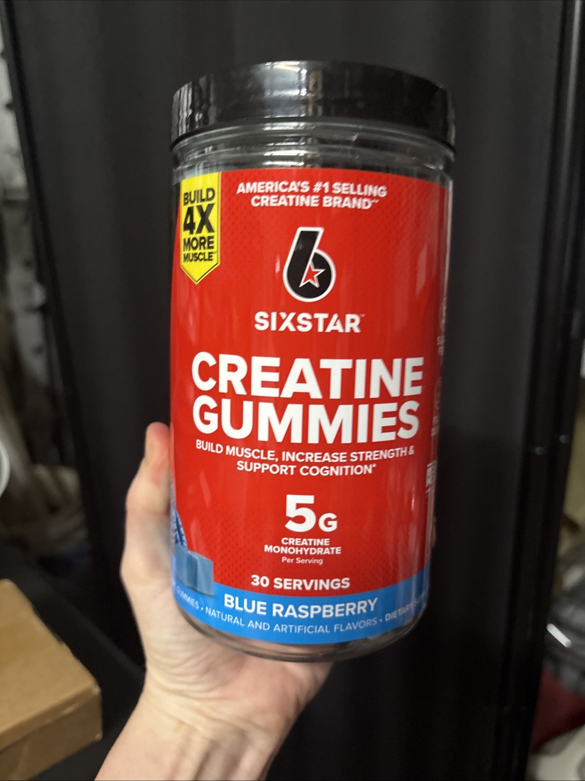 Six Star Creatine Gummies Blue Raspberry 5g 90ct Exp 5/2027