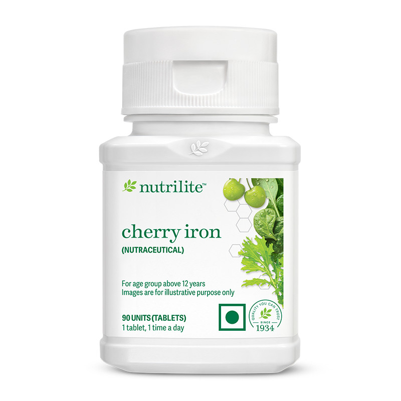 Amway NUTRILITE® Cherry Iron | Iron & Folic Acid Energy Support Tablets | 90 Tab