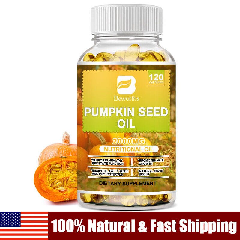 Pumpkin Seed Oil Capsules 2000Mg Natural Brain Boost Support Healthy Prostate~