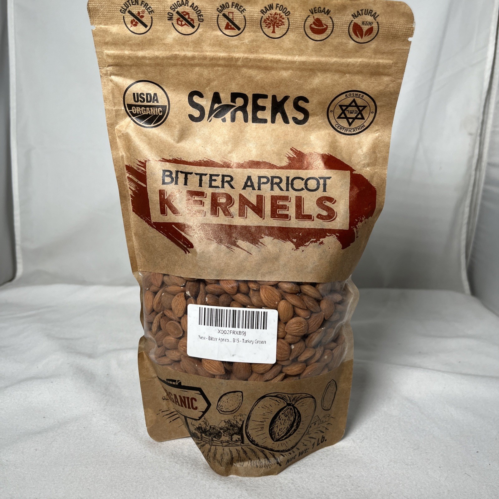 Bitter Apricot Kernels 1LB-100% USDA Certified Organic Bitter Apricot Seeds Free