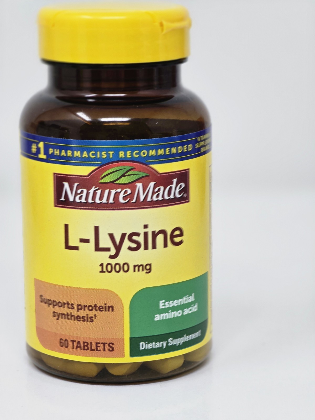 Nature Made L-Lysine 1000 mg Supplements – 60 Tablets Exp 3/2029