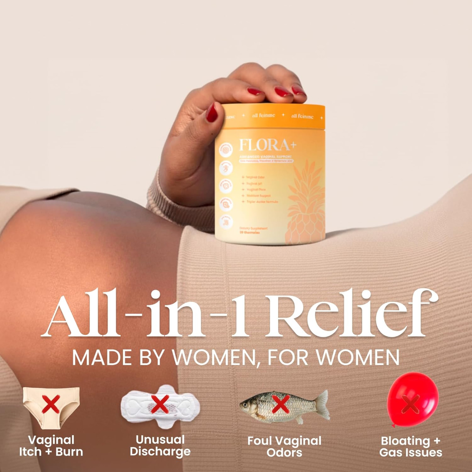 Flora+ Women’s Vaginal Probiotic Gummies 30 Ct Sugar Free Pineapple Vegan