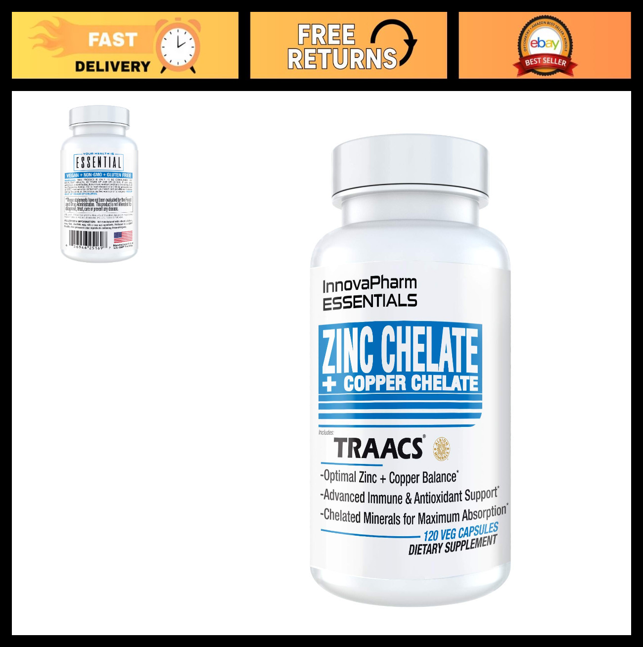 Zinc & Copper Chelate Supplement – Essential Mineral Complex for Immune Support