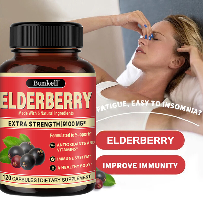 Elderberry Capsules 9100mg Immune System Support Sambucus Nigra Extract