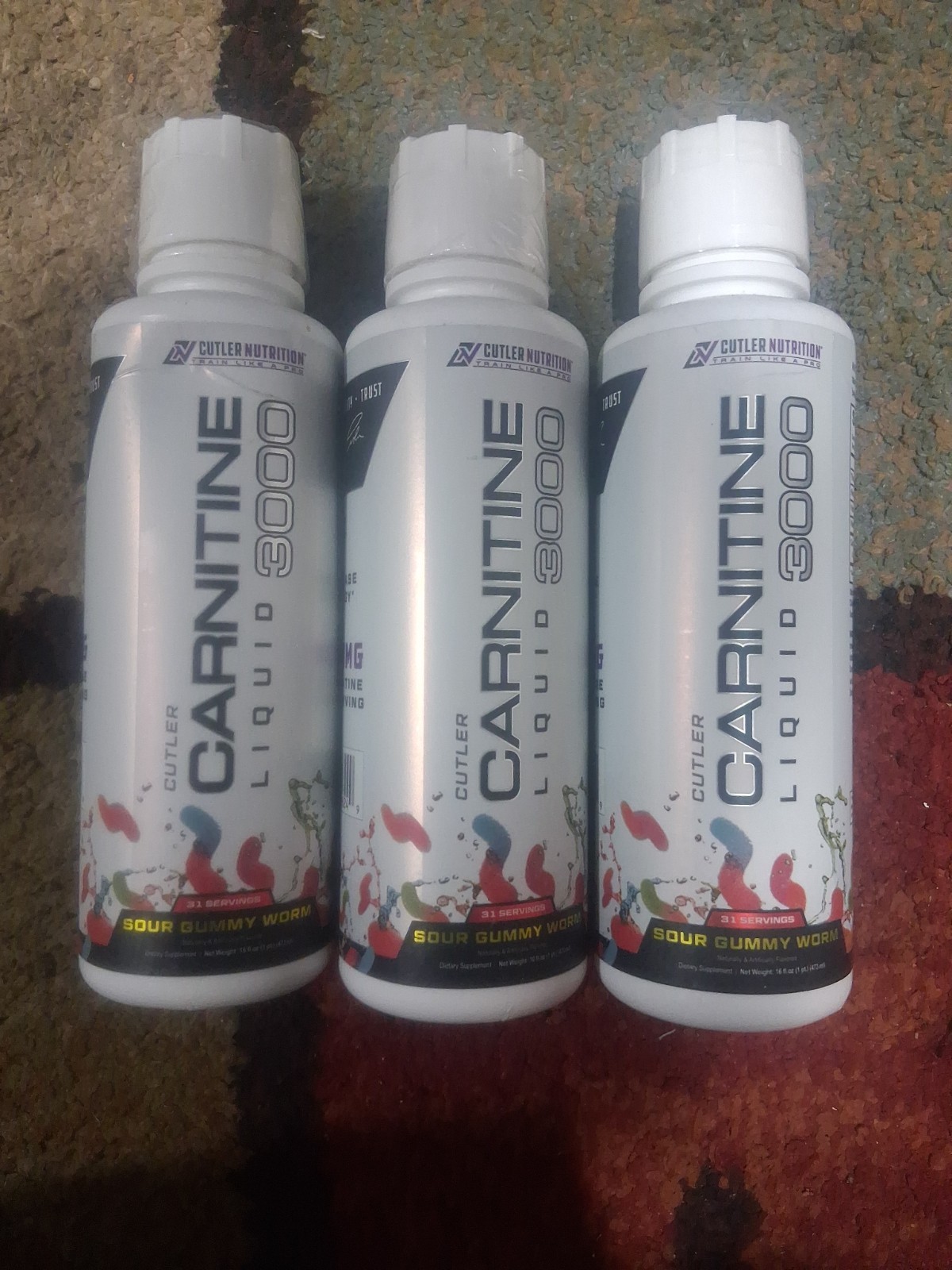 Cutler Nutrition Liquid Carnitine 3000 Lot of 3 Pre Workout