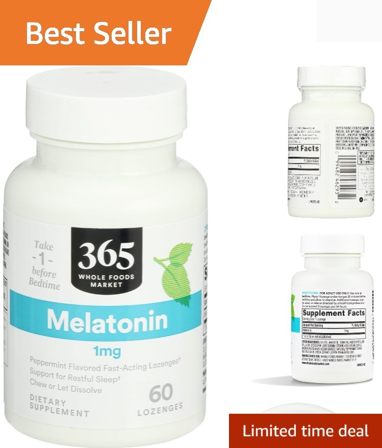 Melatonin Lozenges 1mg, Peppermint Flavor, 60 Count