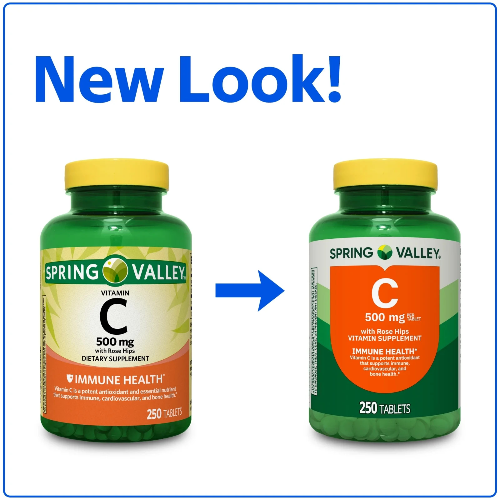 Spring Valley Vitamin C Supplement with Rose Hips Tablets, 500 mg, 250 Count
