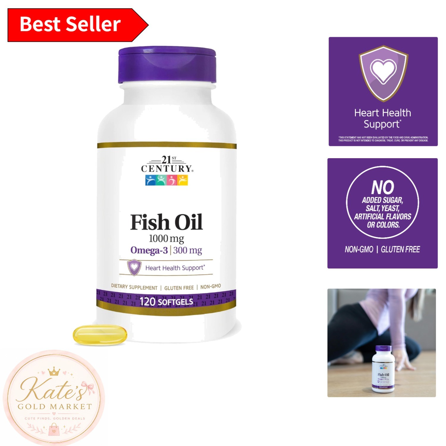 120 Count Fish Oil Softgels – 1000 mg of Omega-3 for Cardiovascular Wellness