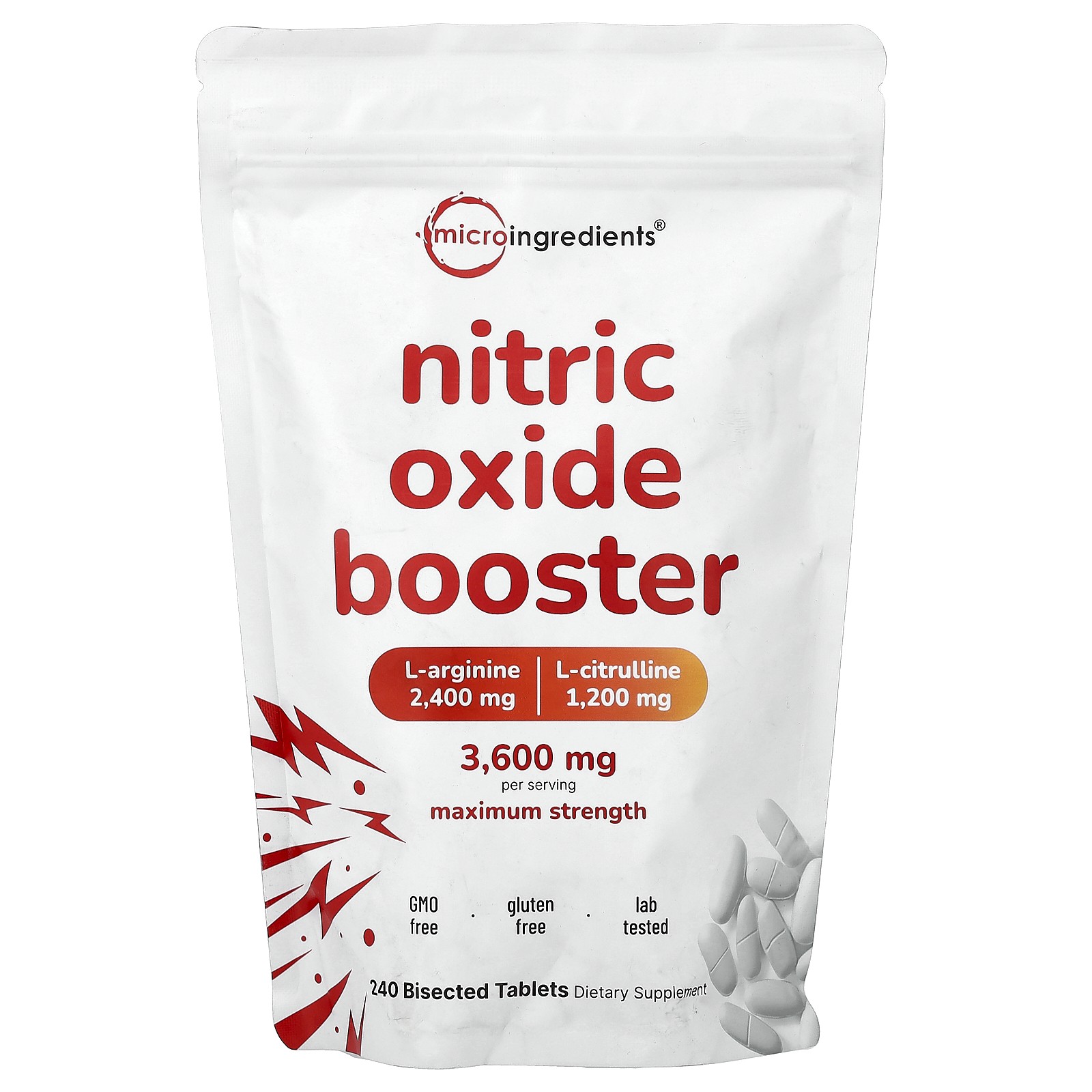 Nitric Oxide Booster, Maximum Strength, 240 Bisected Tablets