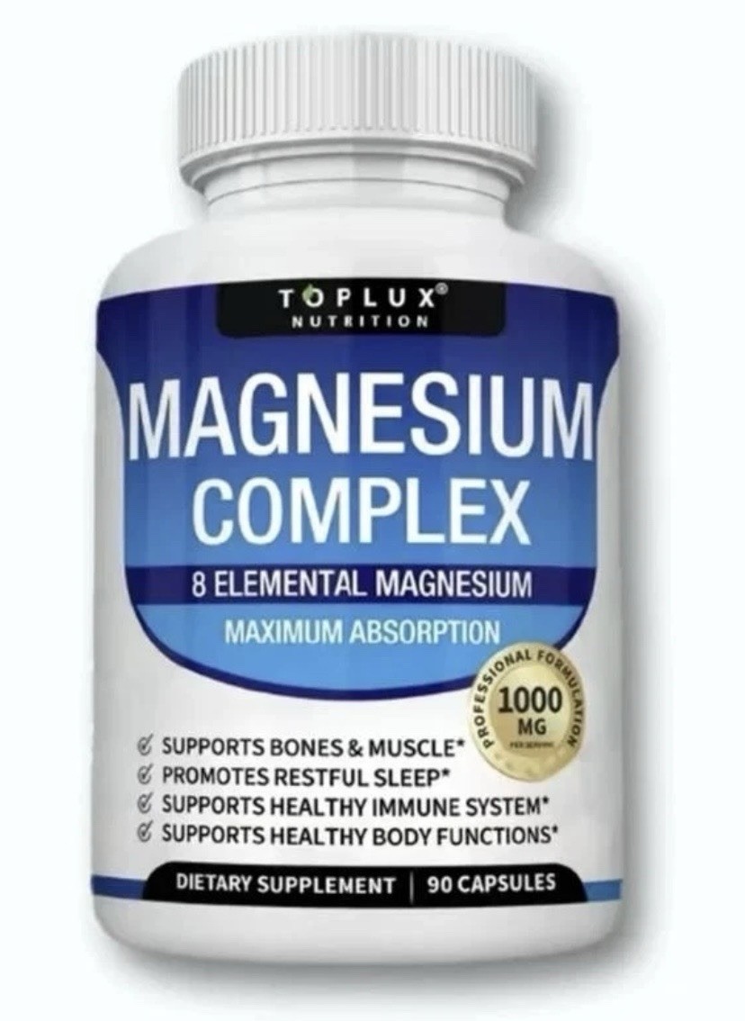 TopLux Magnesium Complex 1000mg, 8 Types for Sleep Aid Muscle Cramps Digestion