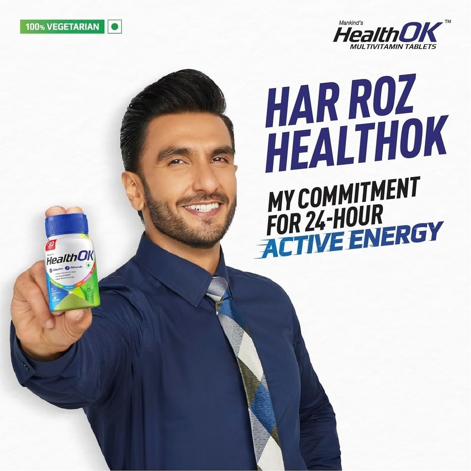 Health OK Multivitamin with Natural Ginseng & Taurine power Daily Energy 30Tab