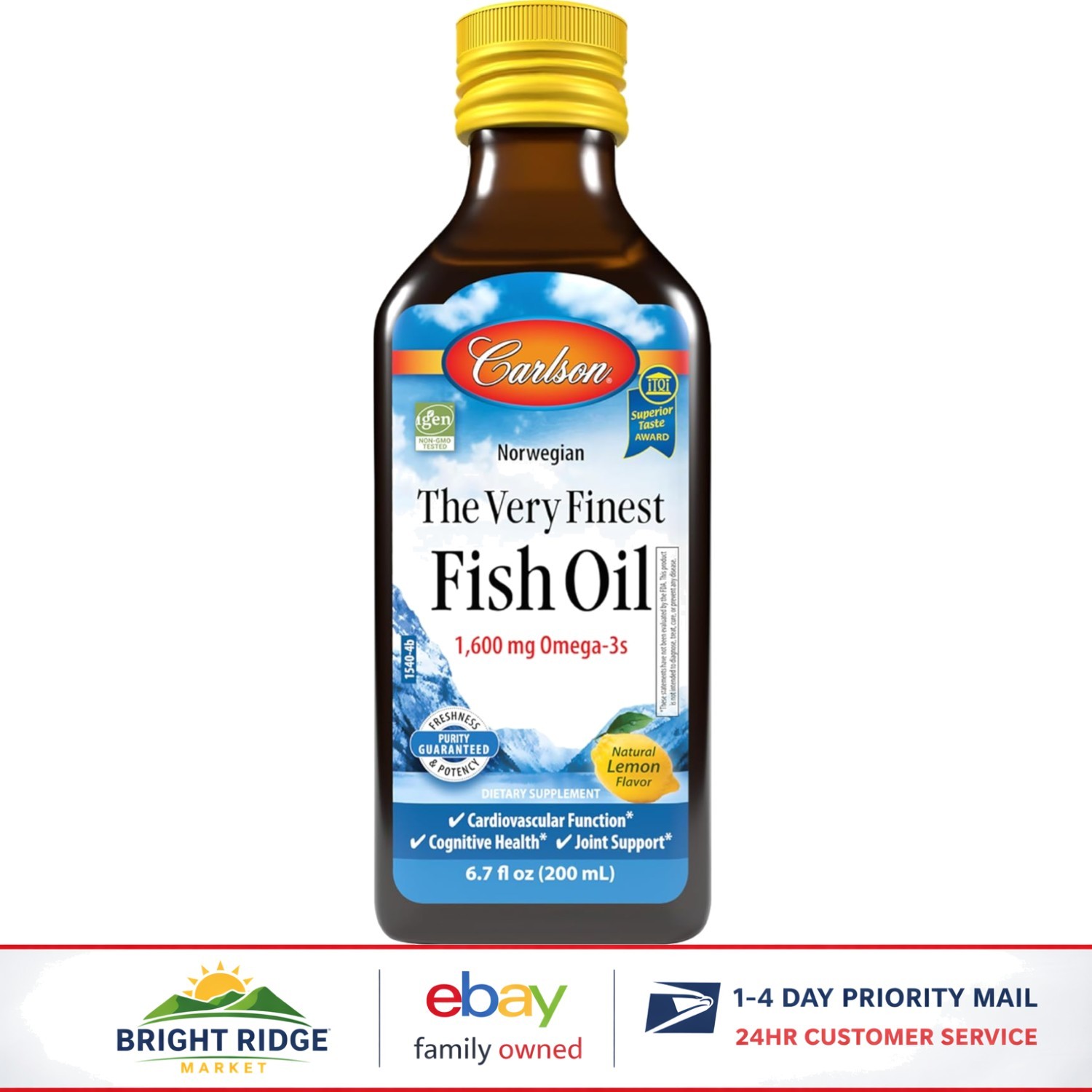Liquid Fish Oil Supplement with 1600 mg Omega-3s for Heart and Joint Health