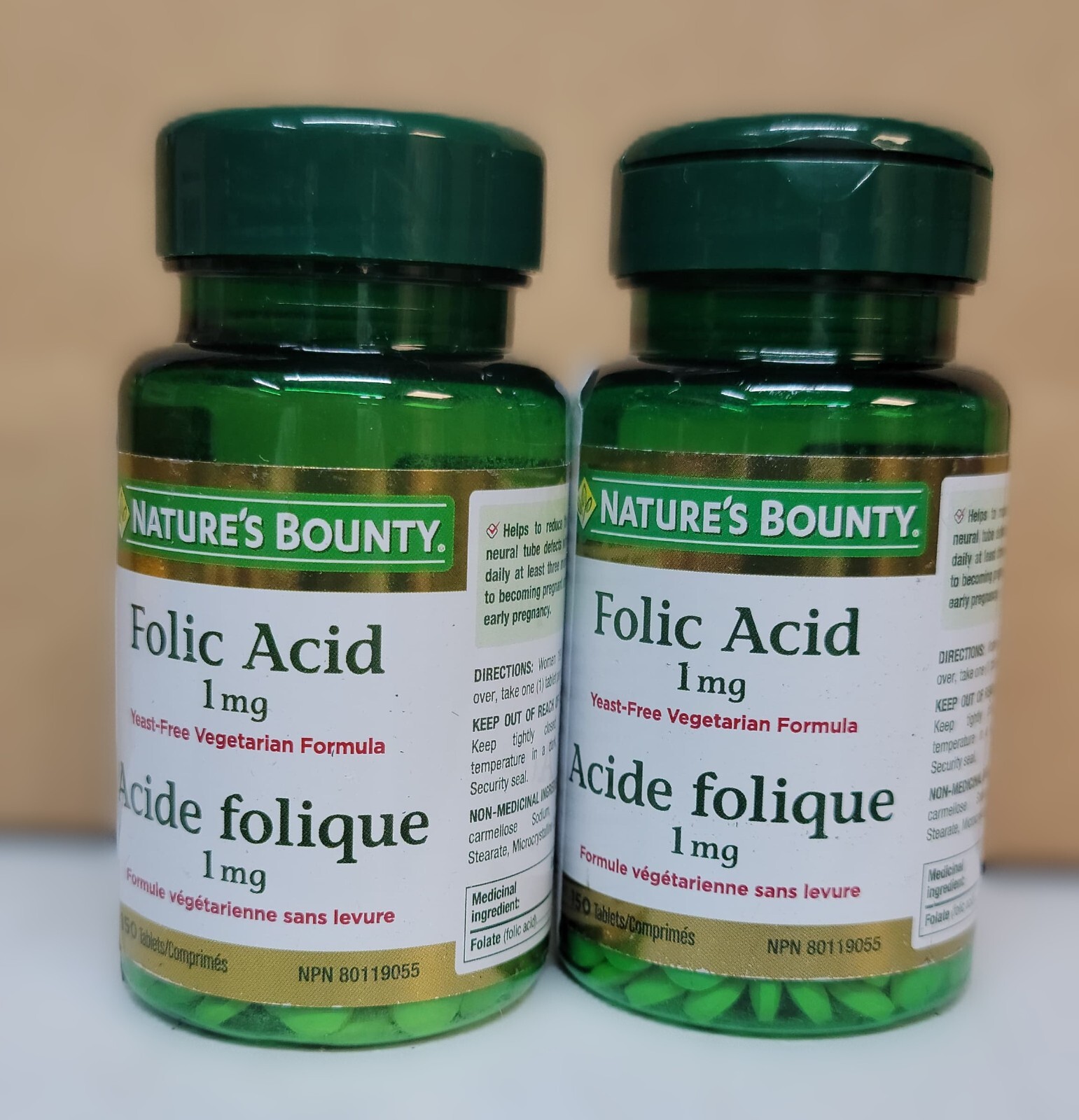 Nature’s Bounty Folic Acid 1 mg 150 Tablets pack of 2-FREE SHIPPING