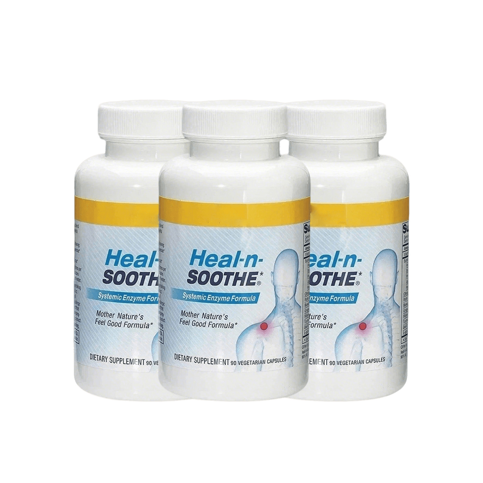 Premium LivingWell Nutraceuticals Heal-n-Soothe Systemic Enzyme Formula 90 Capsu