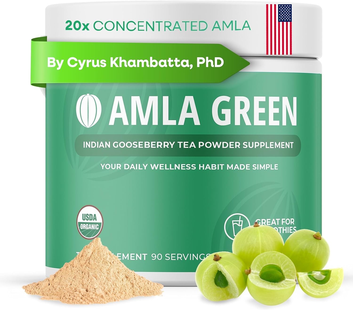 20x Concentrated Amla Powder & Green Tea – Antioxidant Superfood, , Organic