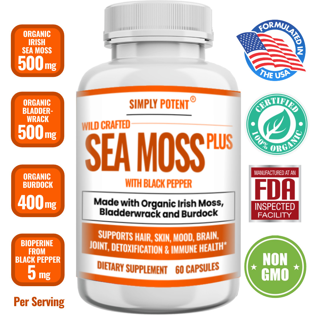 Organic Irish Sea Moss | Bladderwrack Burdock Root | Thyroid Immune Support USA