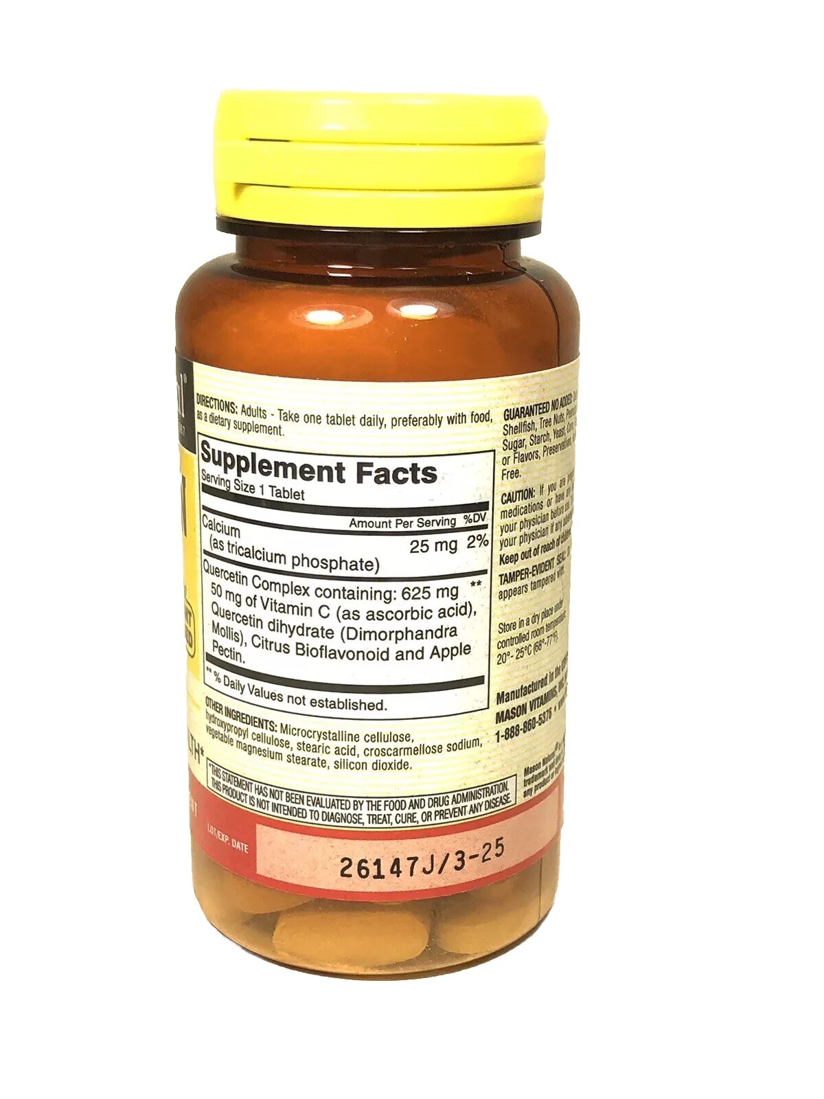 Mason Natural Plant Based Quercetin Complex 625 mg – Immunity Booster, Healthy