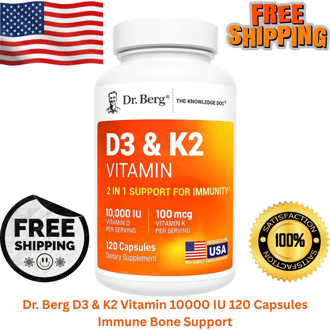 Dr. Berg Maximum Strength 2-in-1 Vitamin D3 K2 10,000 IU | Naturally Derived D3