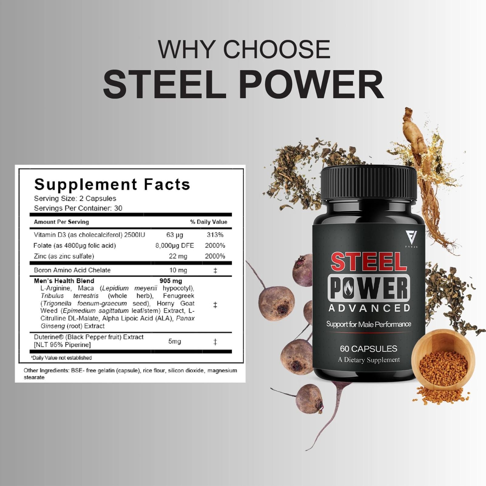 (2 Pack) Steel potency Advanced Performance Supplement, Steel Power (120 Caps…